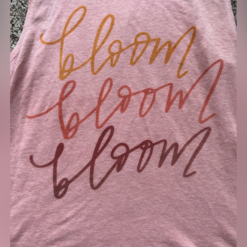 Bloom Exercise Muscle Tank sunset colors Motivational Message Tank Top